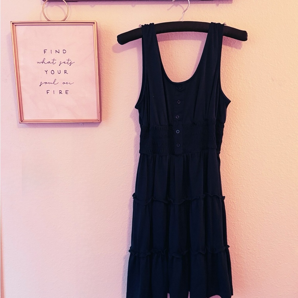 Elegant Navy Blue 3-Tier Dress